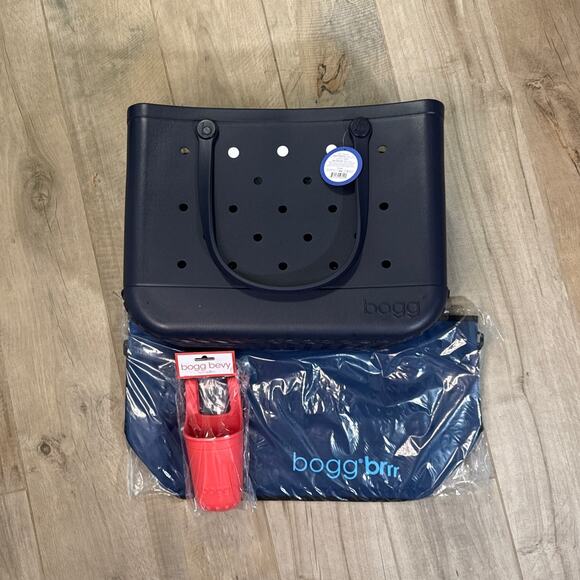 BOGG Navy With Envy Bag XL Tote W/ Bevy Cup, BRRR Cooler Insert~ NWT - Picture 1 of 4